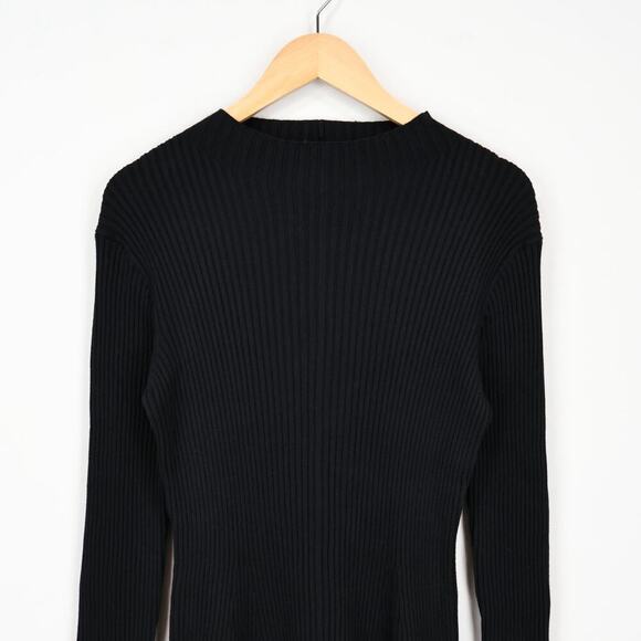 J.Crew Factory Long Sleeve Ribbed Knit Mini Sweater Dress Black Size Medium NWT - Picture 2 of 7
